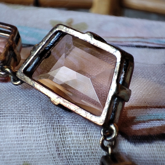 J. Crew Brand Statement Necklace Huge Abstract Apricot Light Rose Stones Brass - Picture 8 of 16